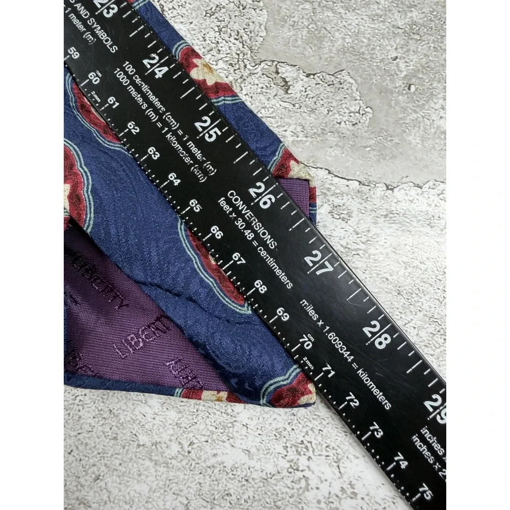 Liberty Of London Tie Mens One Size Blue 100% Silk Pointed Floral Jacquard